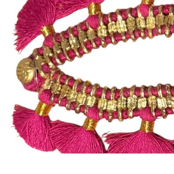 Shiraleah Anthropologie felicity tassel pink gold Fringe bracelet - Picture 2 of 4